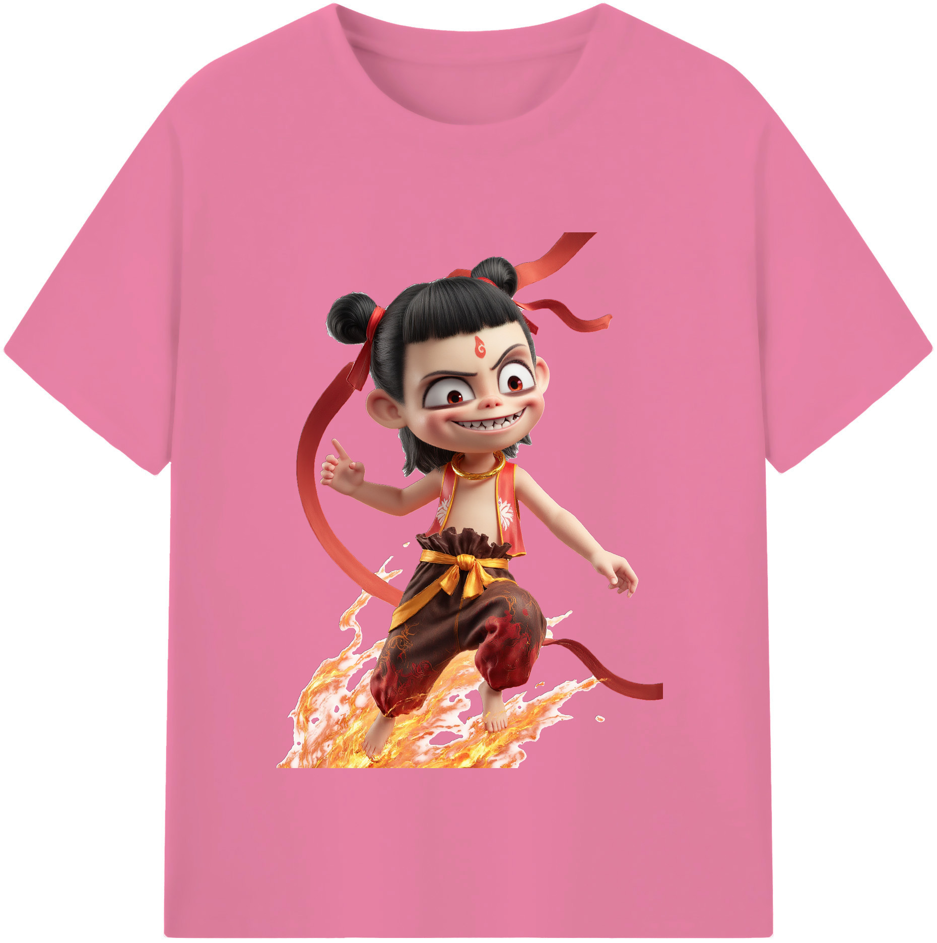 （画像用） Ne Zha 2 ナタ 魔童の大暴れ 綿100％半袖Tシャツ（フロントプリント）
